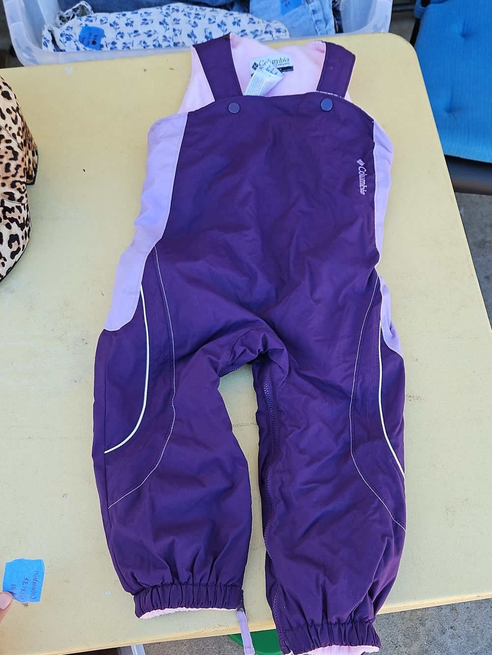 Columbia Purple and Light Pink Kids Snow Overalls